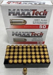 (100) Rounds .380 Auto 95 Grain FMJ Brass Centerfire Pistol Cartridge Ammunition