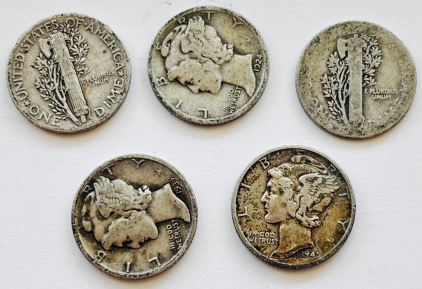 (5) Mercury Dimes