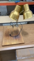 Homemade Dual lamp with heavy wood cutting board base. Untested