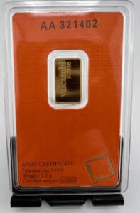 Gold Bar, 2.5 Gram .9999 Pure