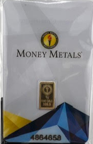 Gold Bar, 1 Gram, .9999 Pure in Assay Package