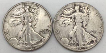 (2) 90% Silver Liberty Half Dollar