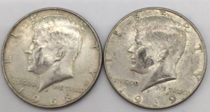 (2) 1960&rsquo;s Kennedy Half Dollar