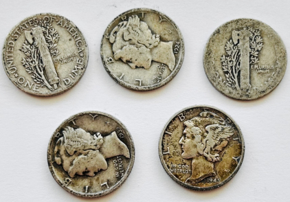 (5) Mercury Dimes