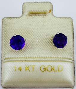 $160 14K White Gold Amethyst Earrings