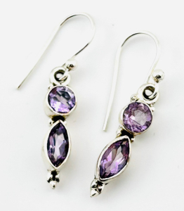 $140 Silver Amethyst Earrings