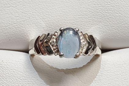 Silver Synthetic Opal Ring