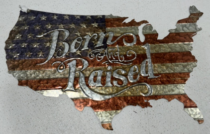 “Born And Raised” America Metal Poster