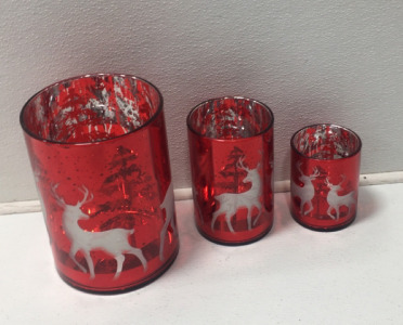 (3) Glass Candle Holders