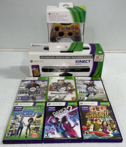 Xbox 360* Accessories Including Wireless Controller, Kinect Sensor, & (6) Games
