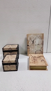 (2) Decorative Cube Storage Containers (2) Fake Book Storage Containers