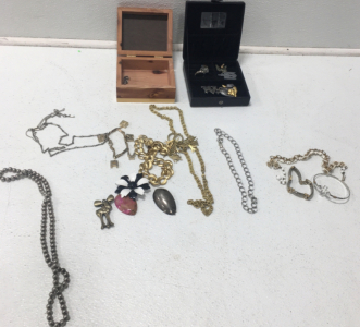 (2) Small Jewerly Boxes With Costume Jewerly
