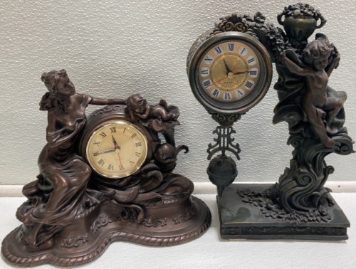 (2) Ornate Cherub Clocks