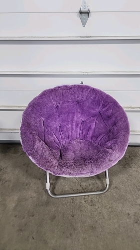 Foldable Fuzzy Purple Saucer Chair