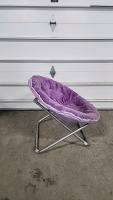 Foldable Fuzzy Purple Saucer Chair - 3