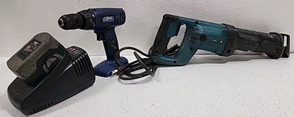 Makita Sawsall, Blue Point Power Drill with Battery and Charger