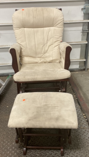 36”x16” White Beige Rocking Chair with Footrest