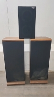 (2) Large Fisher Speakers, (1) Small Panasonic Speaker