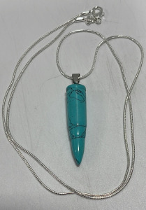 (1) Bullet Shaped Turquoise Silver .925 Necklace