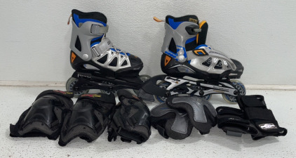 Rollerblade* Youth Rollerblading Shoes Size 12J And Safety Gear