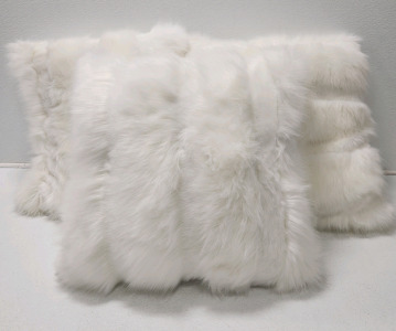 (3) Large White Plush Throw Pillows