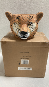 (2) Leopard Planter Pots