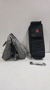 Ruger Bag with Lock, (2) Gray Lunch Bags