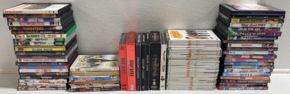 (43) Assorted DVD Movies, Complete “My Name is Earl” Series, Complete “House of Cards”, (2) Seasons of “The Office”, (2) Seasons of “The Sopranos”, (1) Season of “Malcolm in the Middle”, (7) Seasons of “Seinfeld”, The Twilight Zone Collection 1