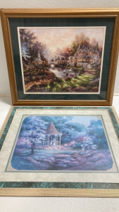 (1) Framed Mansion Garden Print, (1) Framed Gazebo Garden Print