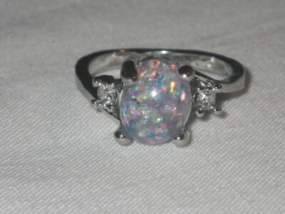 925 Fire Opal Ring Size 6