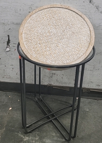 Wicker Style Top Patio Table with Metal Legs