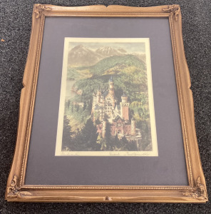 Vintage Framed Print “Neuschwanstein Castle”