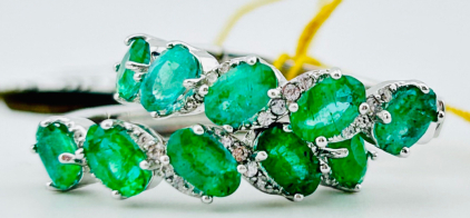 $3,620 925 Sterling Silver Emerald Beryl Earrings