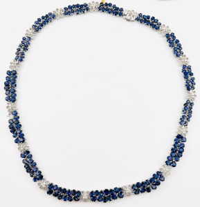$16,290 925 Sterling Silver Tanzanite Zoisite & Natural Diamond Necklace