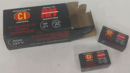 (500) CI Ammunition RM Manufacturing .22LR HV 40GR Ammunition Cartridges