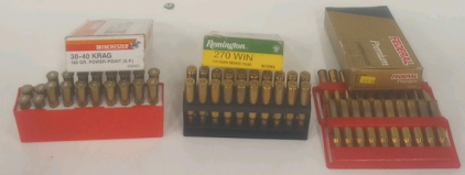 (16) Winchester 30-40 Krag 180gr Ammunition Cartridges (4) Remington 270 Win 130Gr Ammunition Cartridges (15) Federal Premium 270 Win 150GR Ammunition Cartridges