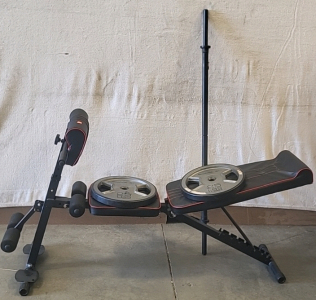 Very Nice Reebok 25lb Weights, Bench Press Bar, and Adjustable Weight Bench