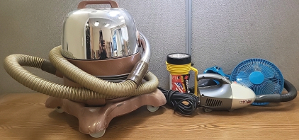 Working Antique Rainbow Vacuum, No Attachments, Working Clip Desk Fan, Working Monster Cleaners Mini Vacuum and Eveready Flash Light