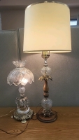 Very Nice Working Crystal Lamp and Wood with Glass Lamp