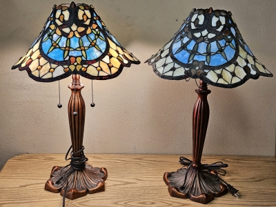 Working 24" Stained Glass Triple Lamps