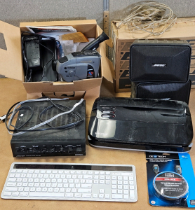 Baseball 9x6 Speakers, Surround Sound Amplifier, Camcorder w/ Accessories, Seal-a-Meal, 6' HDMI Cable
