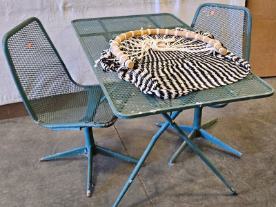 Metal Patio Table w/ Chairs, Hanging Woven-rope Chair