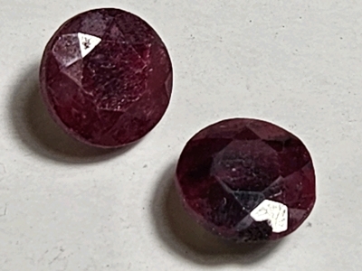 Enhanced Madagascar Round Cut Faceted Rubies, Ring Size - 1/2"
