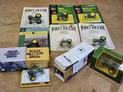 50th Anniversary Unopened John Deere Model A with Farmer Model/Toy in Wood Display Box, Unopened John Deere Models/Toys