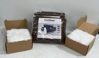 (3) Love Seat Protector & (2) Fluffy White Christmas Tree Skirts