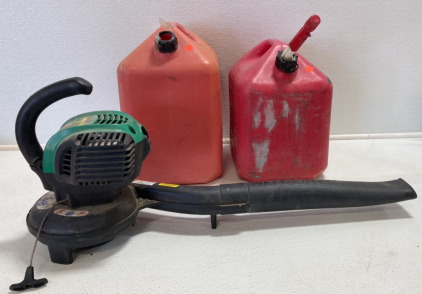 (2) Gas Cans, Gas Powered Leaf Blower