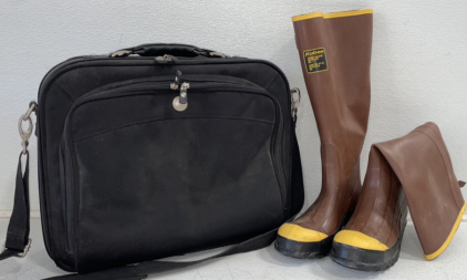 LaCrosse* Waterproof Steel-Toe Fishing Boots, And Dell* Briefcase