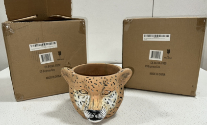 (2) Leopard Pot/Vases