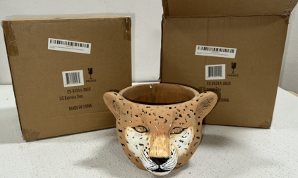 (2) Leopard Pot/Vases