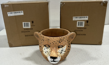 (3) Leopard Pot/Vases
